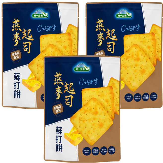 統一生機 燕麥起司蘇打餅 7入, 108g, 3袋