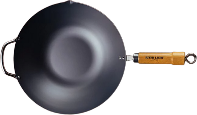 RIVER LIGHT 日本製 極鐵鍋 窒化鐵北京炒鍋 33cm 導熱快、耐磨損 瓦斯爐適用, 1個