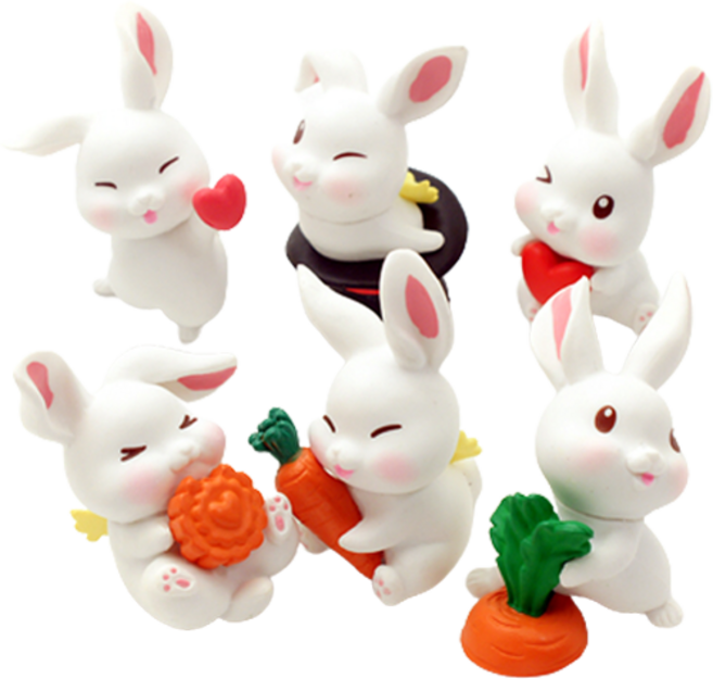 포레스 당근토끼 미니 피규어 6종 세트, 1세트