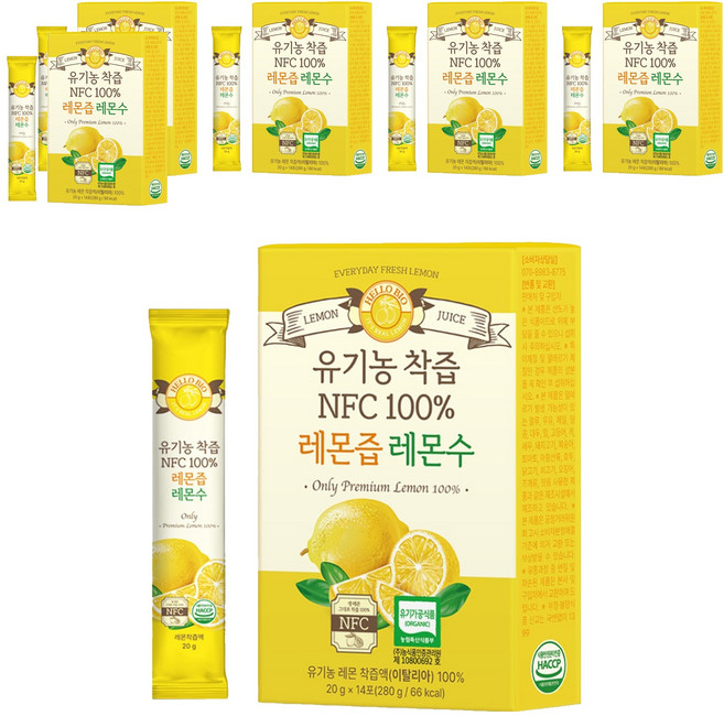헬로바이오 유기농 착즙 NFC 100퍼센트 레몬즙, 280g, 6개