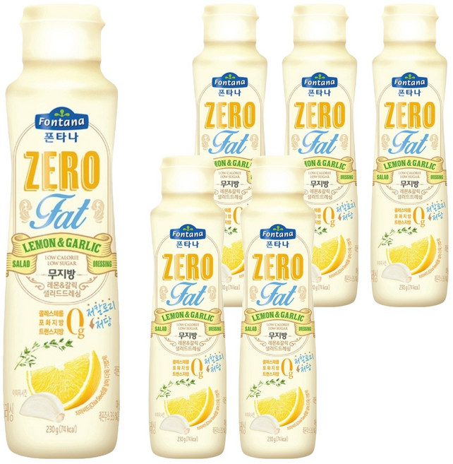 폰타나 저당 저칼로리 무지방 레몬갈릭 드레싱, 230g, 6개