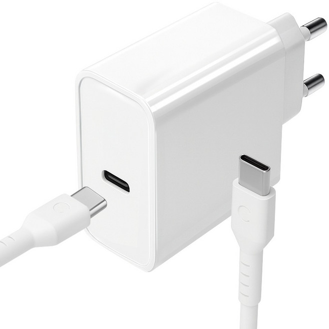 홈플래닛 PD 45W PPS 컴팩트 초고속 충전기 + CtoC 케이블 (아이폰17 호환), 화이트, 1개
