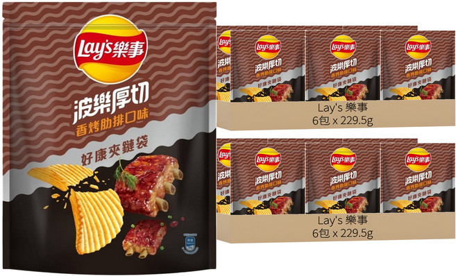 Lay's 樂事 洋芋片 香烤助排口味, 229.5g, 12包