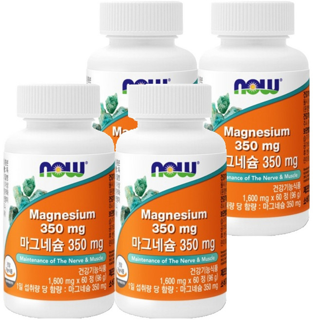 나우푸드 마그네슘 350mg, 60정, 4개