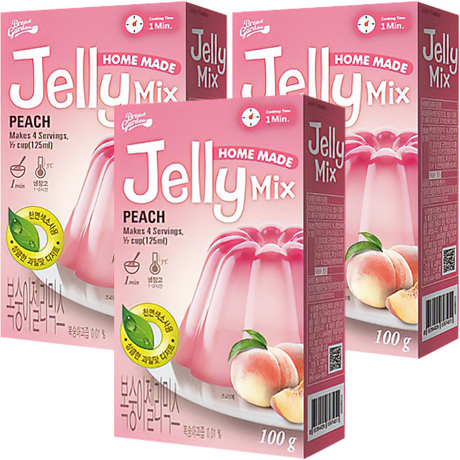 브레드가든 복숭아젤리믹스 젤리만들기, 100g, 3개