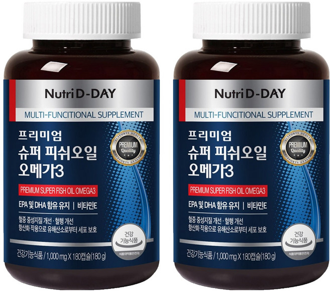 뉴트리디데이 프리미엄 슈퍼 피쉬오일 오메가3, 180정, 2개
