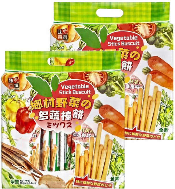 AJI OKASHI 味覺百撰 鄉村野菜之多蔬棒餅, 160g, 2袋