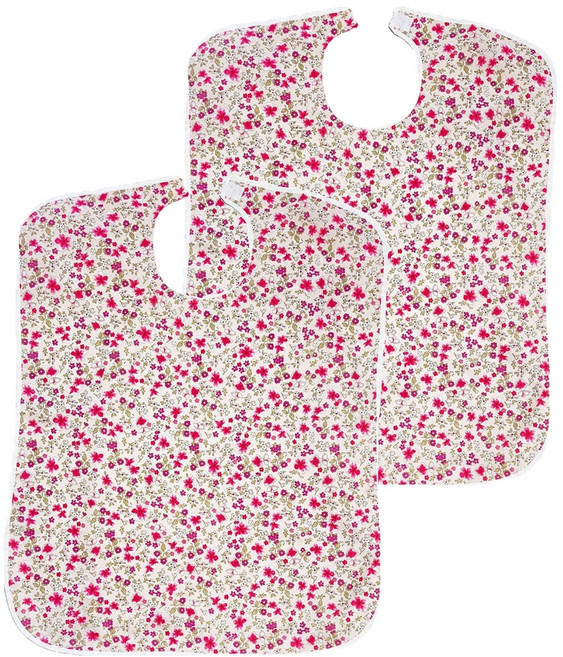 메디코 성인턱받이 매화꽃 환자용 어르신 노인 턱받이 앞치마, 핑크, 2개