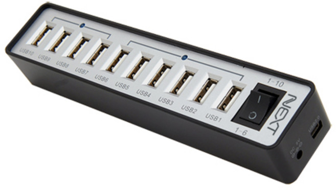 넥스트유 10포트 USB 유전원 허브 510UHP, 1개, 1개