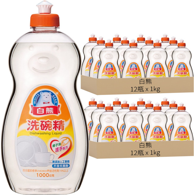 白熊 洗碗精, 1000g, 24瓶