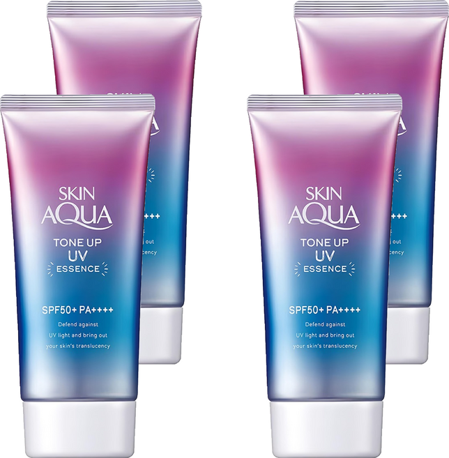 SKIN AQuA 水潤肌 台灣公司貨 柔光透亮防曬飾底凝露 SPF50+ PA++++ 薰衣草紫, 70g, 4瓶