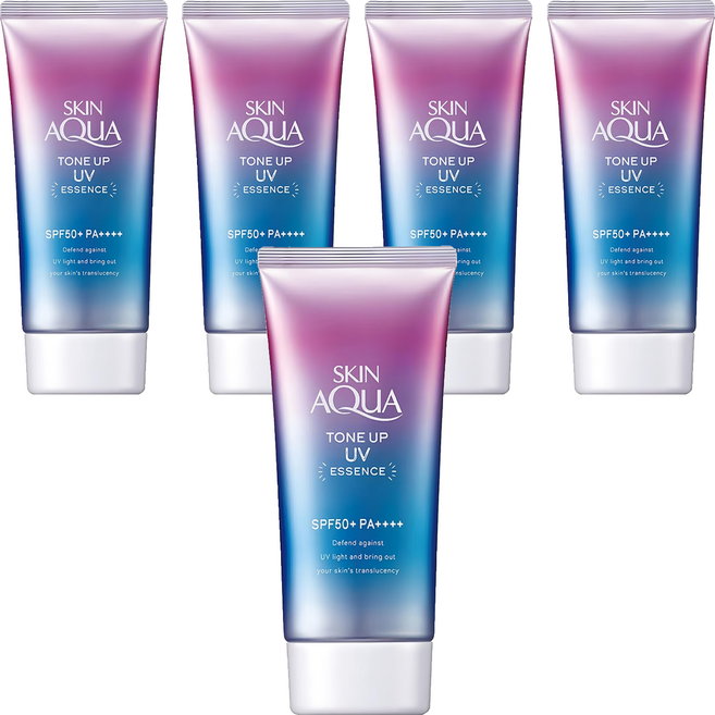 SKIN AQuA 水潤肌 台灣公司貨 柔光透亮防曬飾底凝露 SPF50+ PA++++ 薰衣草紫, 80g, 5瓶