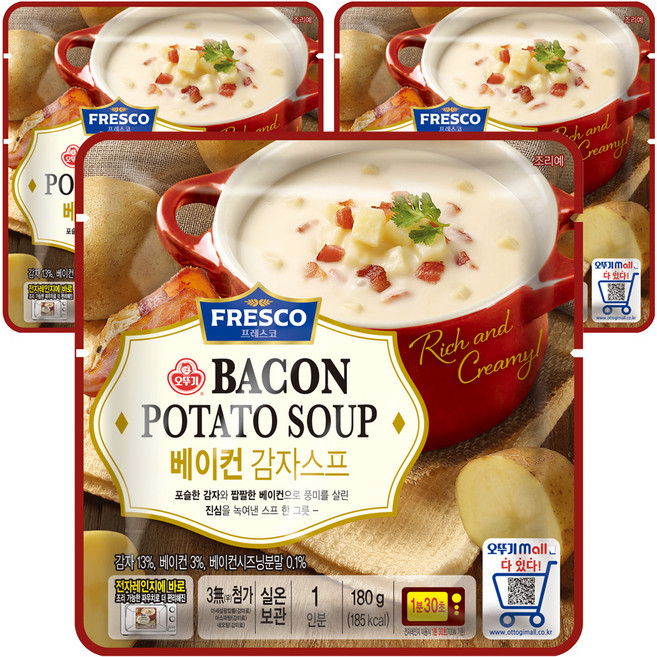 오뚜기 프레스코 베이컨 감자스프, 180g, 3개