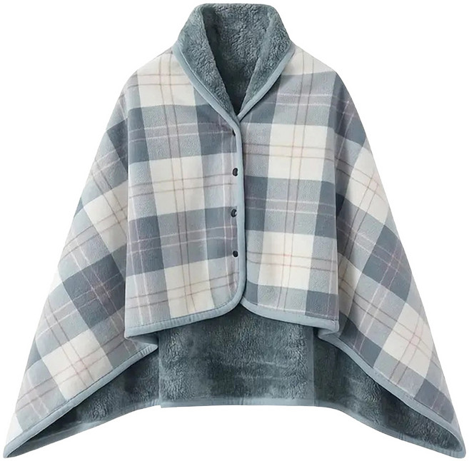 QIDINA 奇蒂可 可收納日系加大保暖加絨柔軟披肩毯