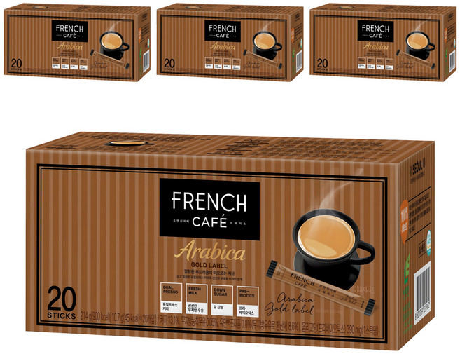 FRENCH CAFE 阿拉比卡金標三合一咖啡, 10.7g, 20入, 4個
