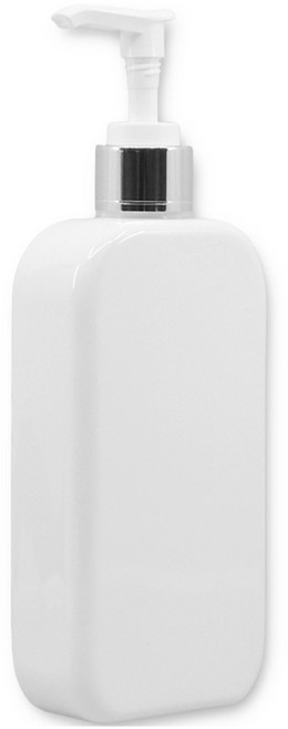 뉴앤룩 슬림 라운드 욕실 디스펜서 300ml, 화이트리필용기 + 실버캡, 1개