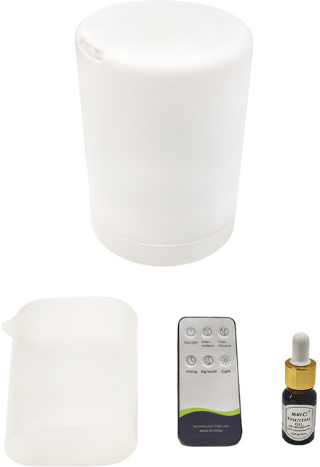 LifeShopping 無印風 香氛水氧機 附遙控器 香薰機(110 x 154mm) + 彩光(300ml) + 精油, CAAD0027CS1, 彩光