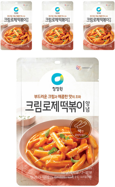 청정원 크림로제 떡볶이 양념, 4개, 140g