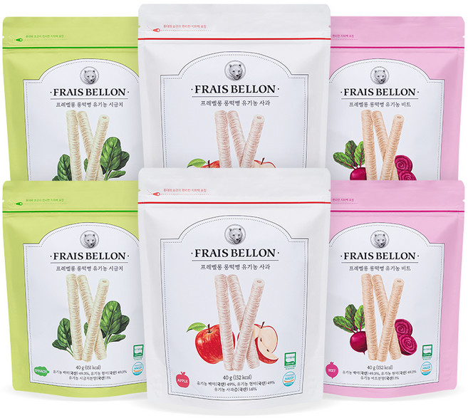 프레벨롱 유기농 롱떡뻥 과자 40g x 3종 x 2p 세트, 1세트, 사과, 비트, 시금치