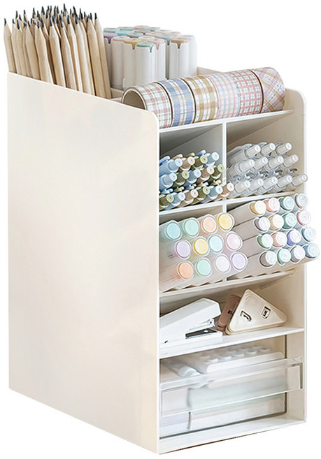 와이즈데이 다용도 스탠드 연필꽂이 필기구 정리함, 화이트, 1개