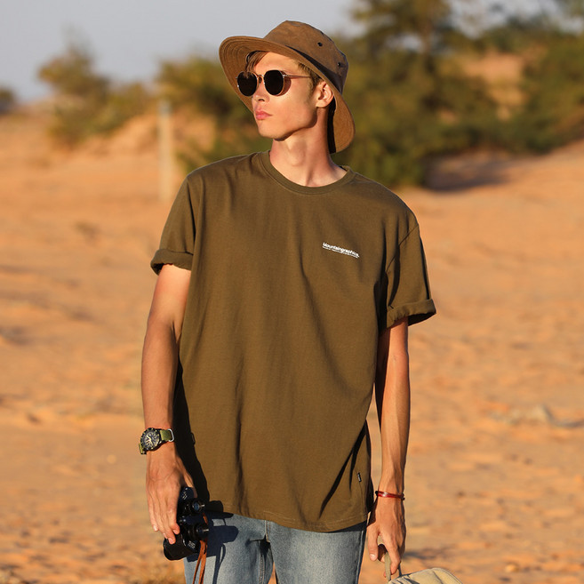 플루크 남녀공용 통기성 마운틴 그래픽 실루엣 반팔 티셔츠 FST151