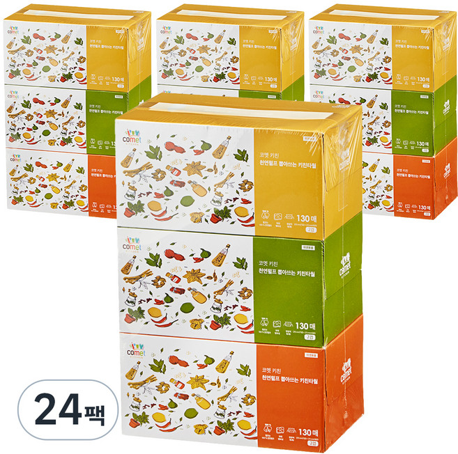 코멧 천연펄프 뽑아쓰는 키친타올 2겹, 130매, 72개