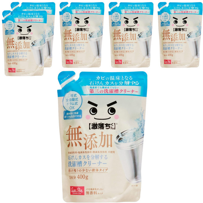 LEC 激落君洗衣槽清潔劑 無添加強力分解皂垢用, 6包, 400g