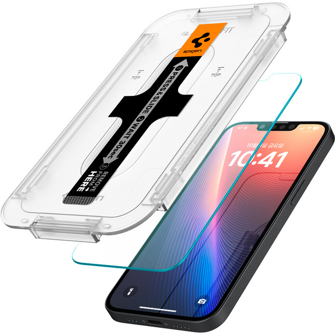 슈피겐 아이폰 강화유리 액정보호 필름 + 이지트레이 제공 글라스tR슬림 이지핏 2p AGL03385, 1세트