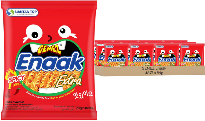 GEMEZ Enaak 韓式小雞麵 辣味, 84g, 48袋