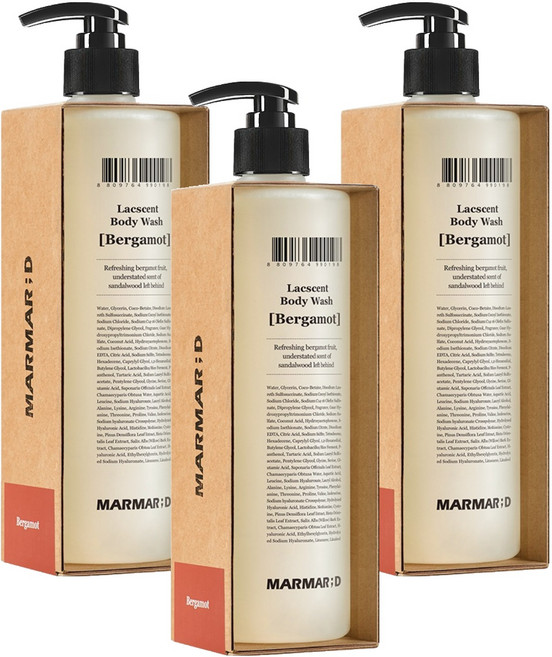 마르마르디 락센트 바디워시 베르가못향, 3개, 488ml