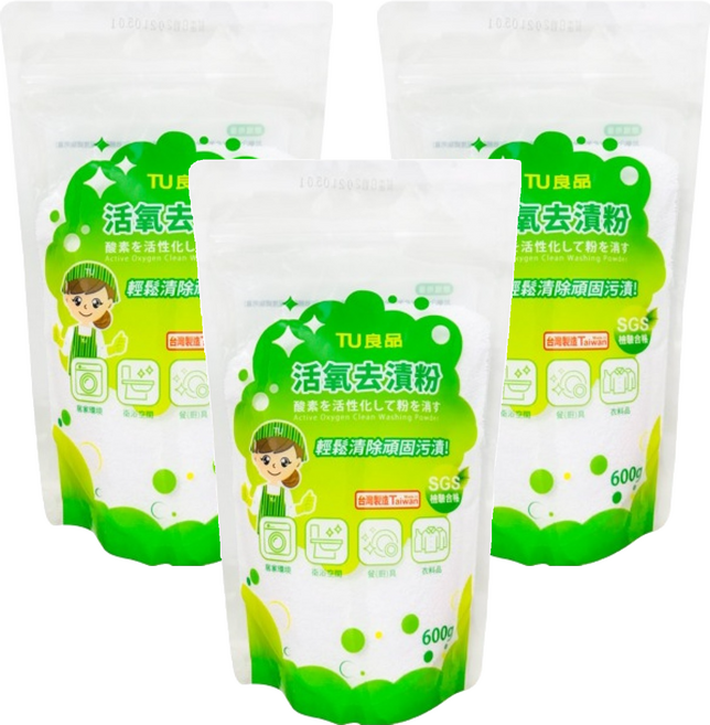 TU 良品 活氧去漬粉, 600g, 3包