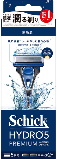 Schick 舒適牌 水次元5Premium刮鬍刀 刀把1個 + 刀片2個, 1組, 1組