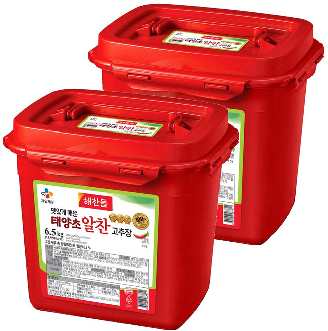 해찬들 태양초 알찬 고추장, 6.5kg, 2개