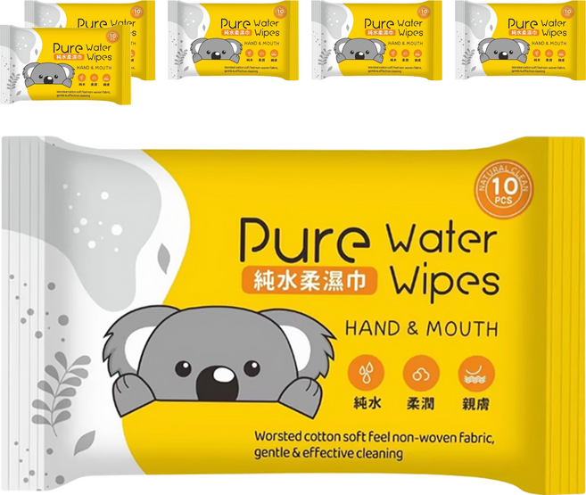 JOYFUL NAPKIN 悅棉 純水柔濕巾 黃色, 6包, 60g, 1包