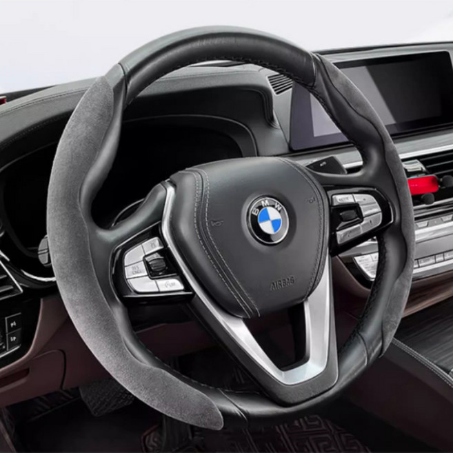 오토크루 인조 스웨이드 논슬립 스티어링 핸들커버 AC-89, 그레이