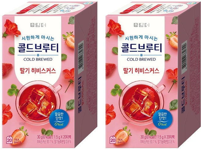 담터 콜드브루티 딸기히비스커스, 1.5g, 20개입, 2개 - 쿠팡