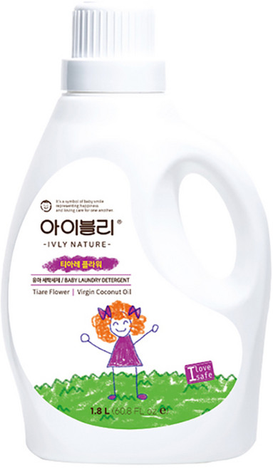 아이블리네이쳐 코코넛 오일 성분 유아세제 티아레 플라워향, 1.8L, 1개