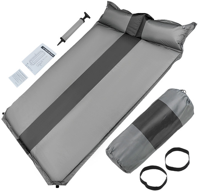 탐사 아웃도어 캠핑 자동충전 에어매트 + 펌프 세트, 그레이