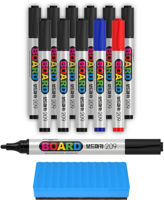 펜맥스 보드마카 209 + 지우개, 검정,파랑,빨강, 1개