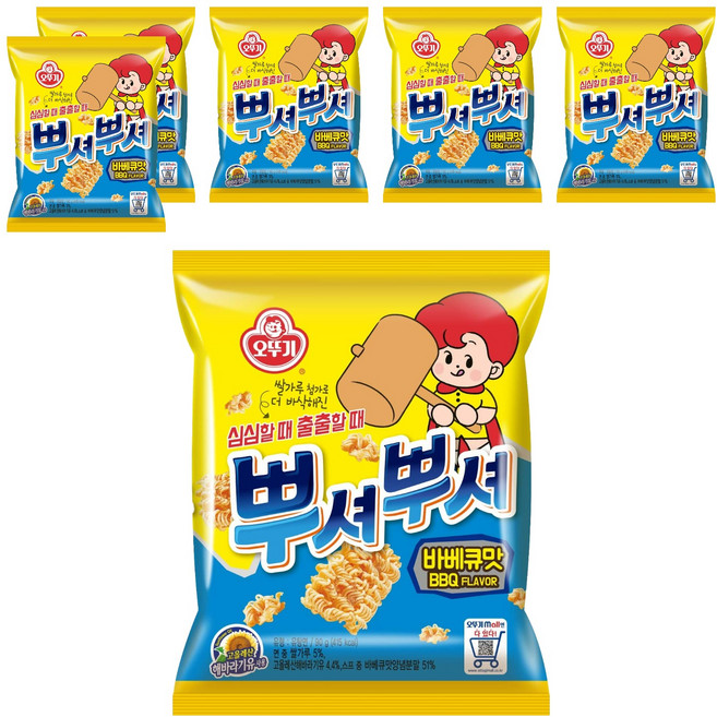 오뚜기 뿌셔뿌셔 바베큐맛, 90g, 6개