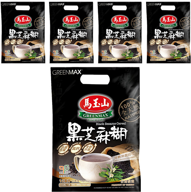 馬玉山 黑芝麻糊 全素, 30g, 12包, 5袋