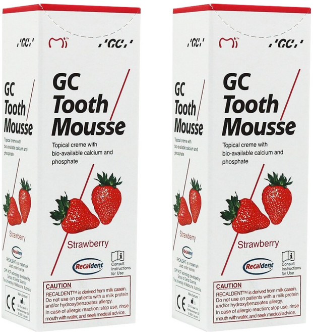 GC 而至 Tooth Mousse 牙齒乳膏 草莓 不含氟, 40g, 2條