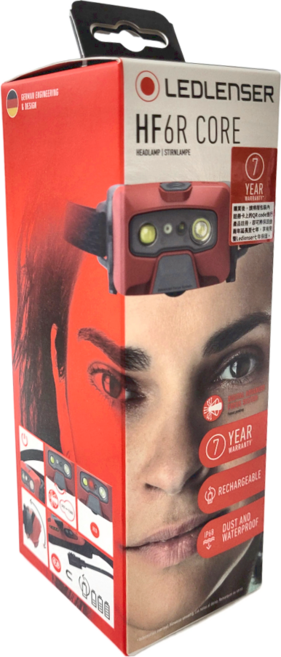 LEDLENSER 萊德雷神 HF6R Core 充電式數位調焦頭燈 紅色 內建鋰電池 鋁合金+PC材質 IP68防水防塵, 1個