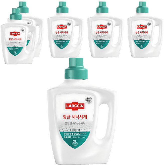 랩신 항균 솔잎향 액상세제 본품, 3L, 6개