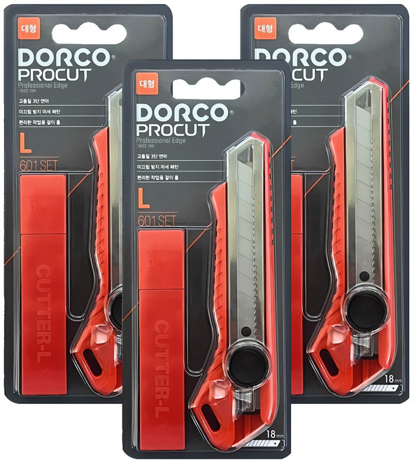 도루코 대형 커터칼 18mm + L날 커터날 10p 세트 L601, 혼합색상, 3세트