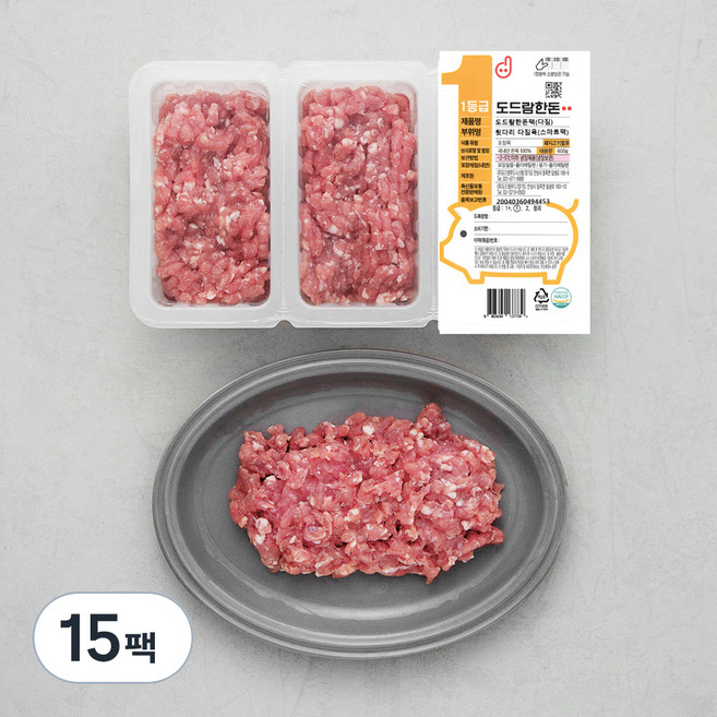 도드람한돈 돼지 뒷다리 스마트팩 1등급 다짐육 (냉장), 200g, 15팩