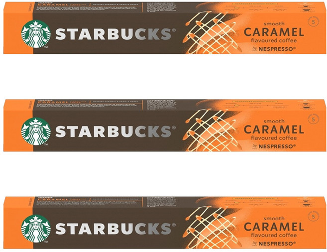 STARBUCKS 星巴克 順滑焦糖風味膠囊咖啡 Nespresso咖啡機適用, 5.1g, 10顆, 3盒