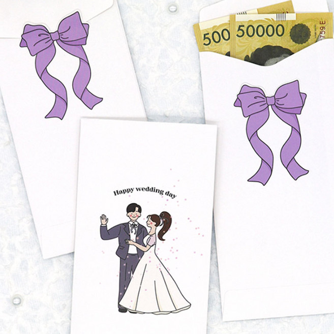 마음담아 결혼식 드로잉 축의금봉투, 10매, 드레스 웨딩