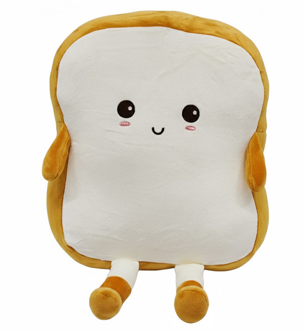 AllBeMine 歐比邁 抱抱吐司玩偶 柔軟吐司 12吋 3歲以上, 深黃色 + 米白色, 1個