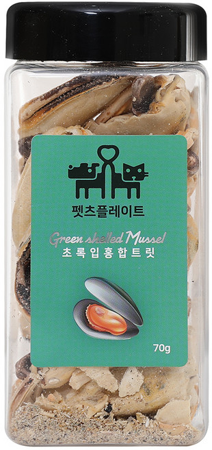 펫츠플레이트 강아지&고양이 동결건조간식, 초록입홍합트릿, 70g, 1개